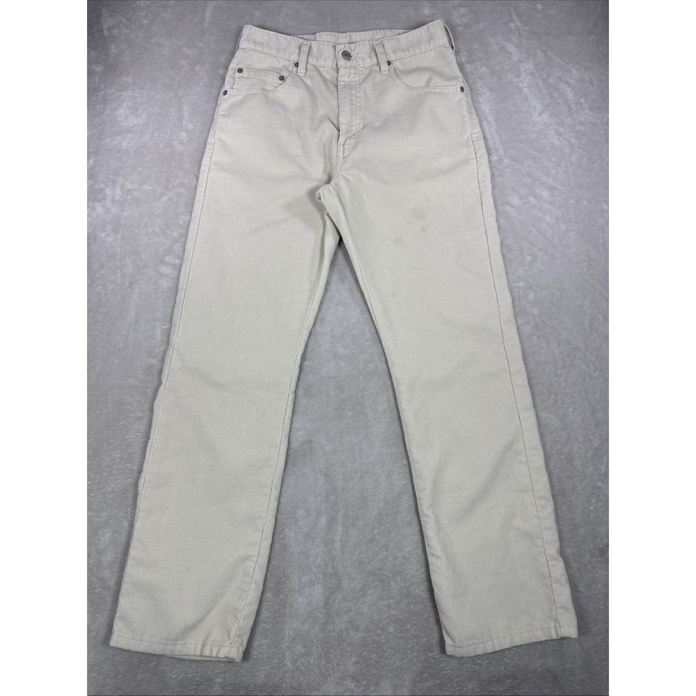 Vintage Levi's 505 Pants Men's 30X30 Beige Corduroy Straight Leg Regular Y2K